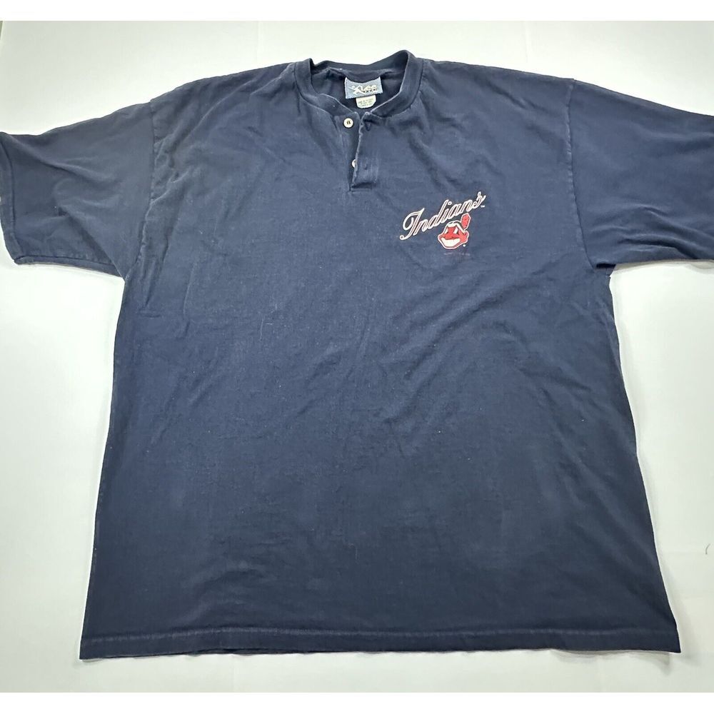 VTG 90s Lee Sport MLB Cleveland Indians Graphic Shirt Mens 2XL Blue